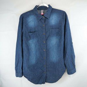 NO BOUNDARIES Button Down Denim Roll Tab  L/G